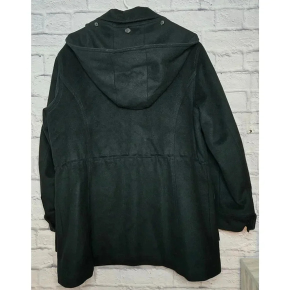 Vintage Jones New York wool blend black hooded coat size 16. - Picture 4 of 8